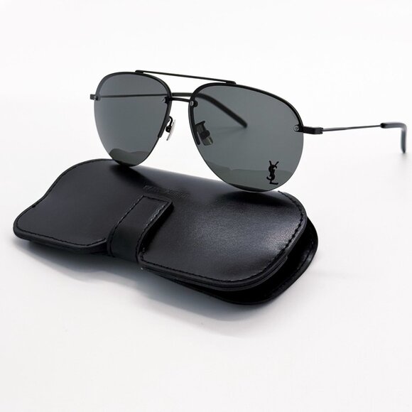 NEW SAINT LAURENT CLASSIC 11F 005 SUNGLASSES UNISEX BLACK AVIATOR EYEWEAR - Picture 1 of 9